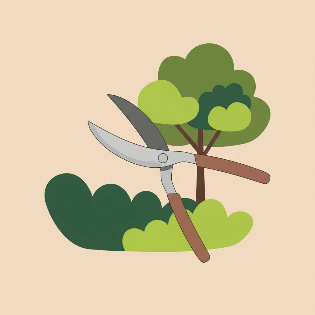 Illustration zur Hecken- und Baumpflege