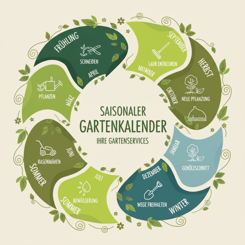 Grafischer Saisonkalender für Gartenarbeiten über das Jahr